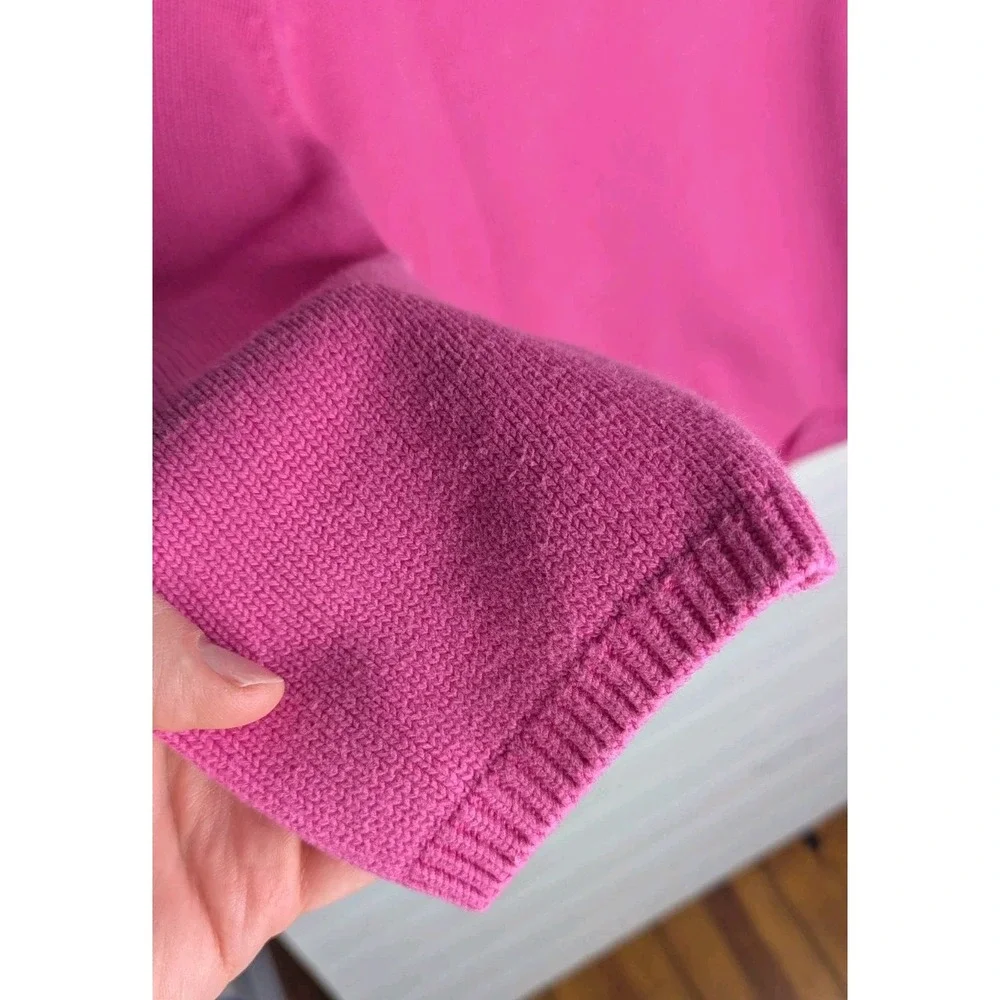 Talbots Womens Sweater Small Boat Neck 3/4 Sleeves Cotton Blend Bright Pink Knit - Picture 3 of 8